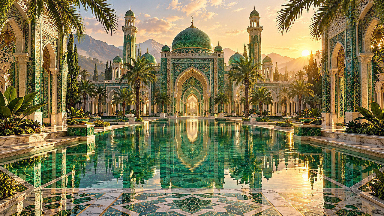 Palais de Jade — AI mosque wallpaper