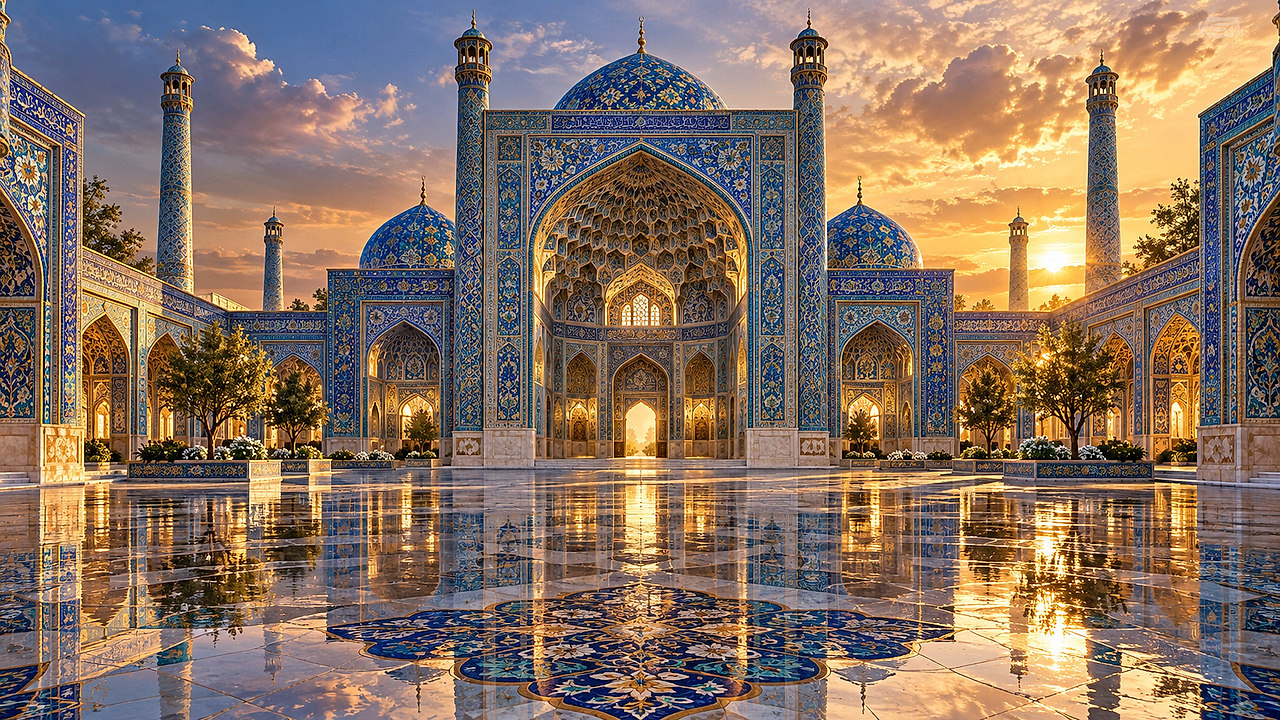 Saphir d’Orient — AI mosque wallpaper