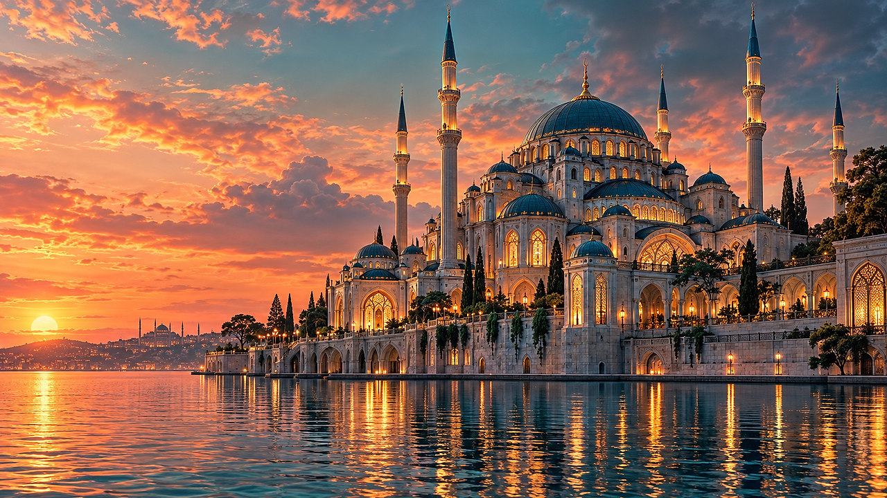 Lumières du Bosphore — AI mosque wallpaper