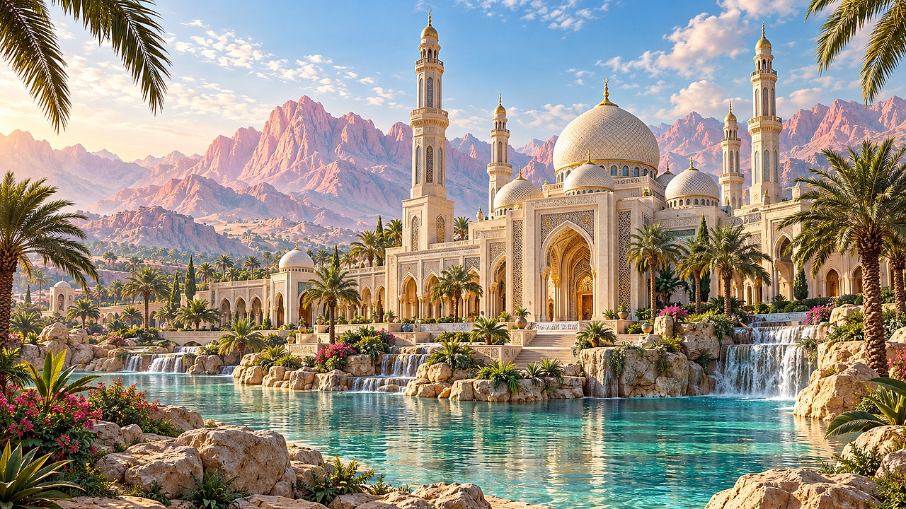Oasis Royale — AI mosque wallpaper