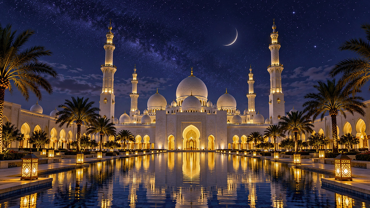 Minarets de Lune — fond de mosquée créé avec IA