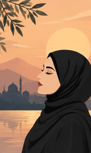 Soleil d’Ambre — portrait illustré d’une femme en hijab