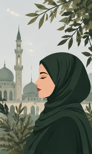Vert Émeraude — portrait illustré d’une femme en hijab