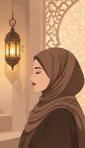 Reflets de Sable — portrait illustré d’une femme en hijab