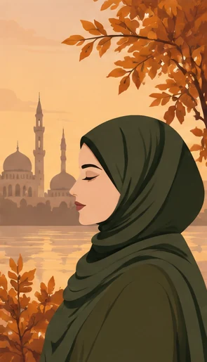 Automne Doré — portrait illustré d’une femme en hijab