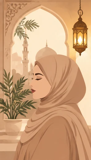 Arche de Sérénité — portrait illustré d’une femme en hijab